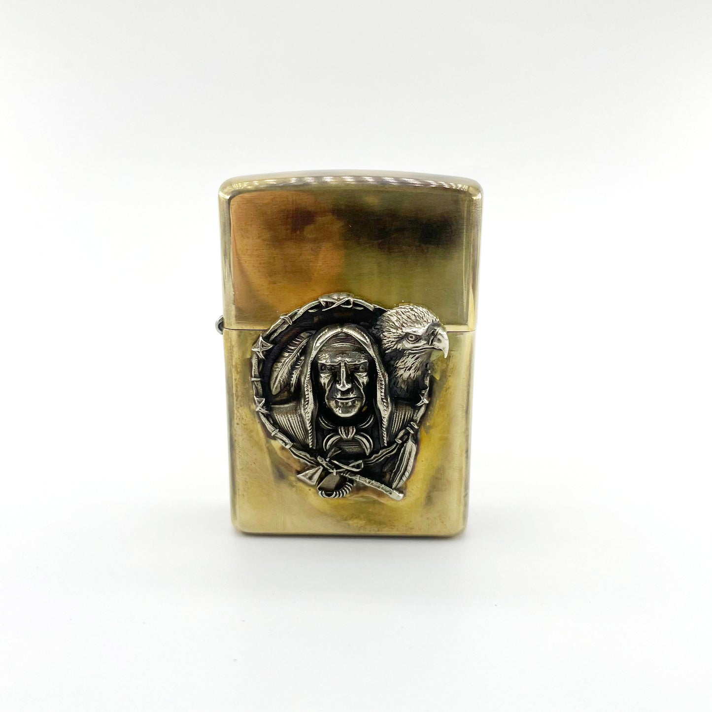 Handmade Vintage Brass Lighter Case EDC Outdoor, Lighter Insert Replacement Metal Armor-Chief Death Eagle