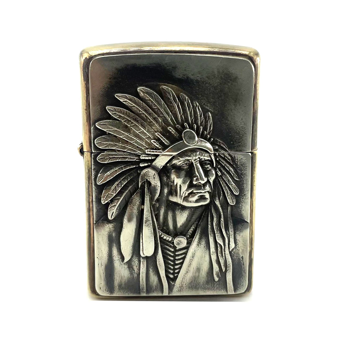 Handmade Vintage Brass Lighter Case EDC Outdoor, Lighter Insert Replacement Metal Armor-Chief Crazy Horse