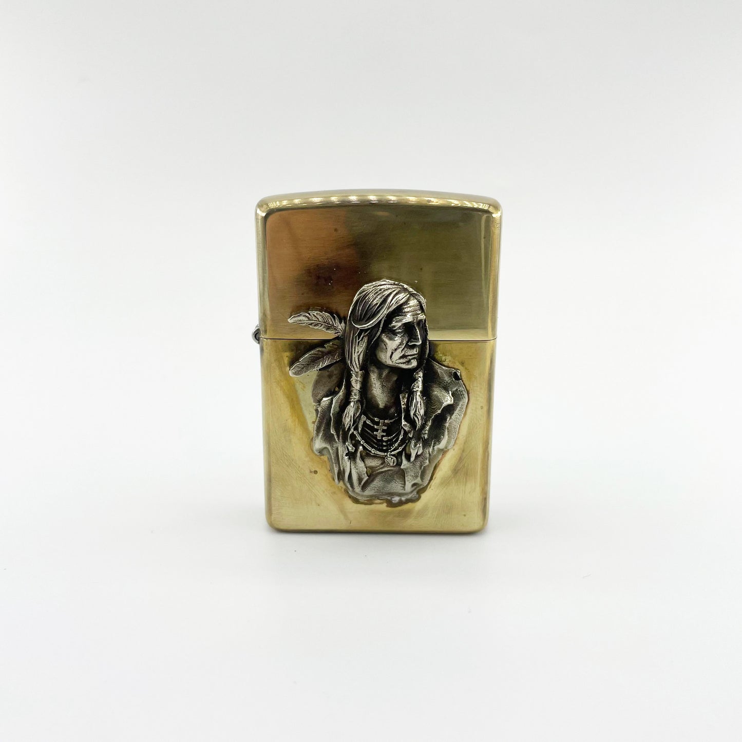 Handmade Vintage Brass Lighter Case EDC Outdoor, Lighter Insert Replacement Metal Armor-Chief Feather