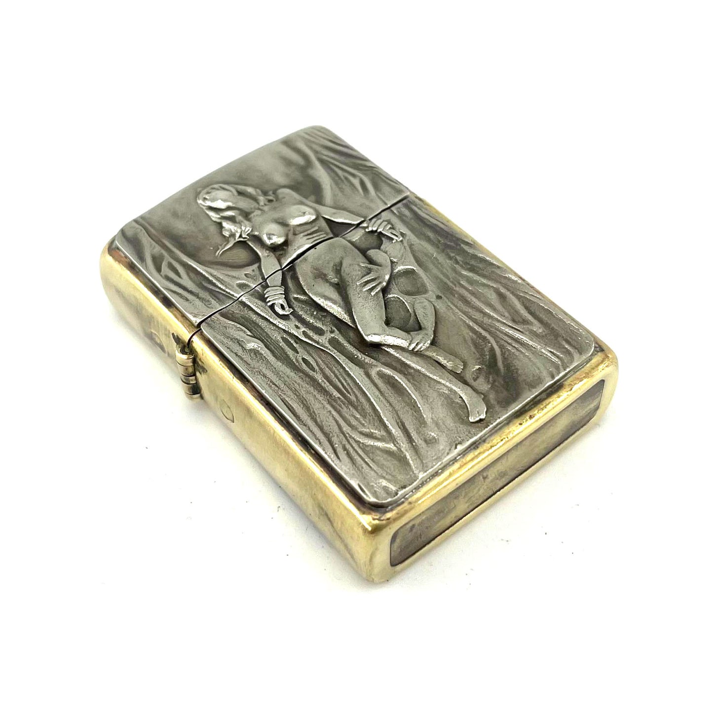 Handmade Vintage Brass Lighter Case EDC Outdoor, Lighter Insert Replacement Metal Armor-Fair Lady White Copper