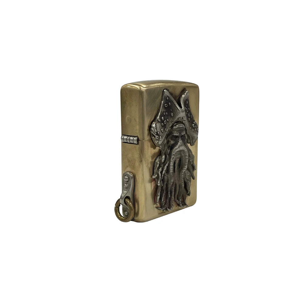 Handmade Vintage Brass Lighter Case EDC Outdoor, Lighter Insert Replacement Metal Armor-Viking Pirate